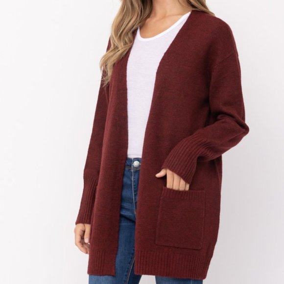 NWT Soft and Cozy Burgundy Cardigan Sweater - Picture 5 of 8